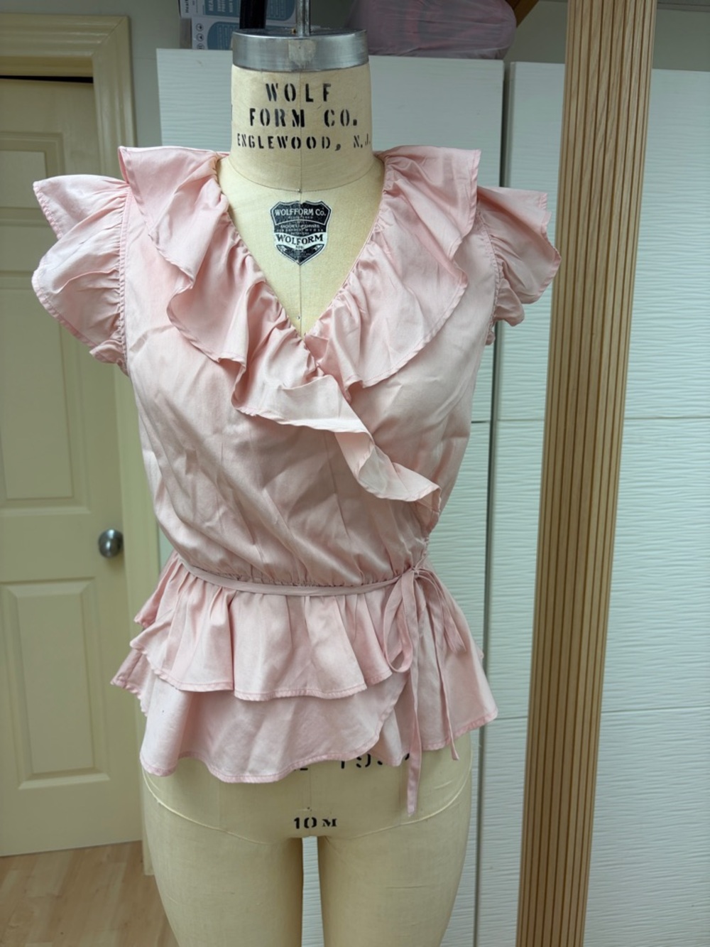 & Other Stories Blush Pink Ruffle Wrap Blouse